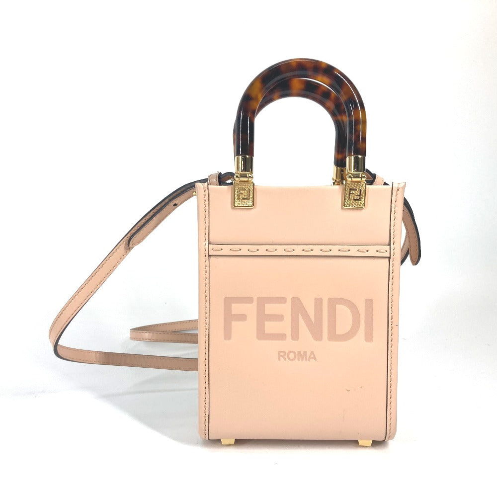 Fendi Handbag 8 Bs051 Leather Beige Type Shoulder Bag Crossbody Bag Sunshine Shopper Small Women Used Authentic