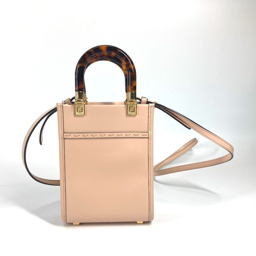 Fendi Handbag 8 Bs051 Leather Beige Type Shoulder Bag Crossbody Bag Sunshine Shopper Small Women Used Authentic