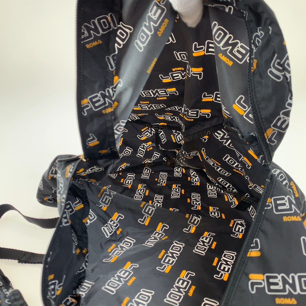 Fendi Backpack Nylon Black Black Backpack Backpack Eco Bag Phila Collaboration Foldable Women Used Authentic