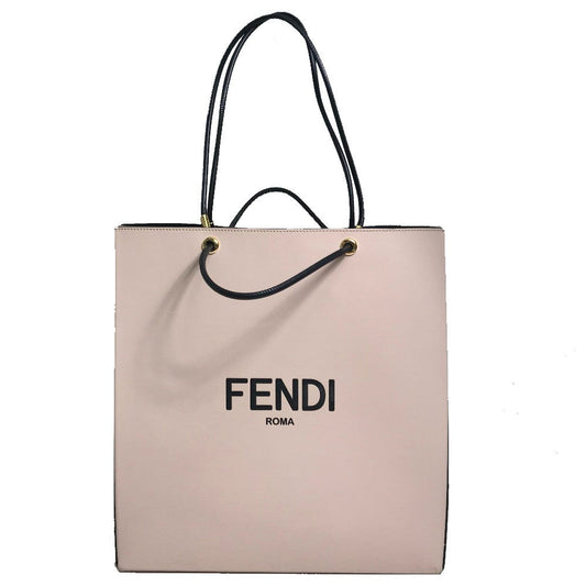 Fendi Tote Bag 8 Bh383 Leather Light Pink Shopping Bag Women Used Authentic