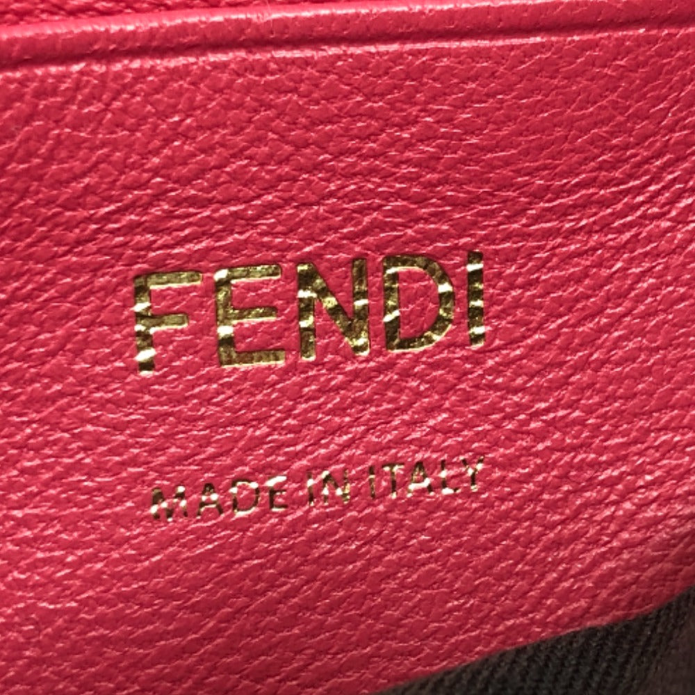 Fendi Shoulder Bag 8 Bs017 Lambskin Pink Ff Baguette Small Women Used Authentic