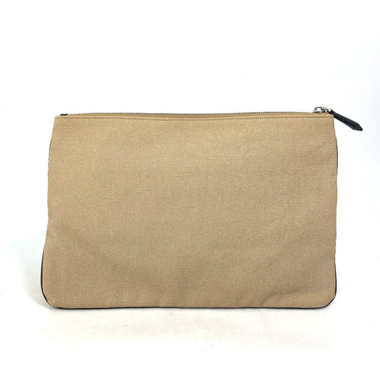 Fendi Clutch Bag Canvas Beige Pouch Logo Women Used Authentic