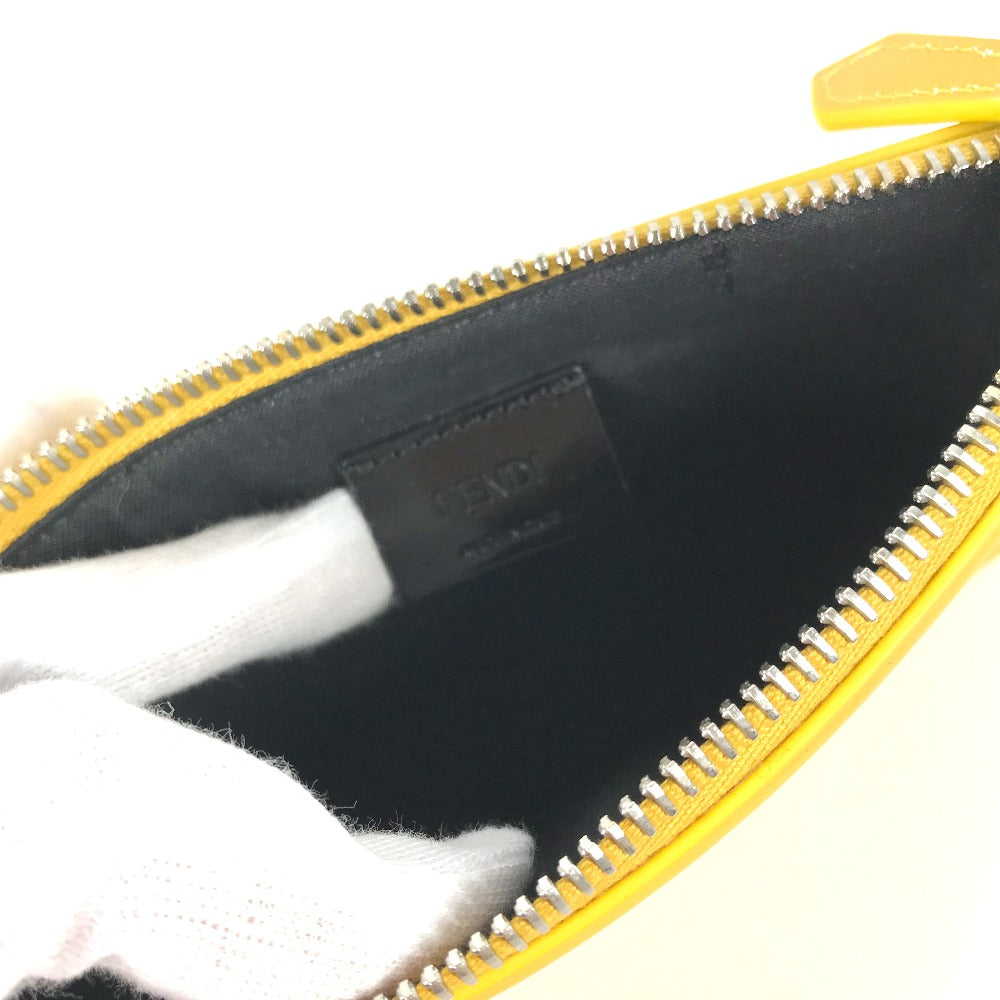 Fendi Clutch Bag 7 N0114 Leather Yellow Logo Women Used Authentic