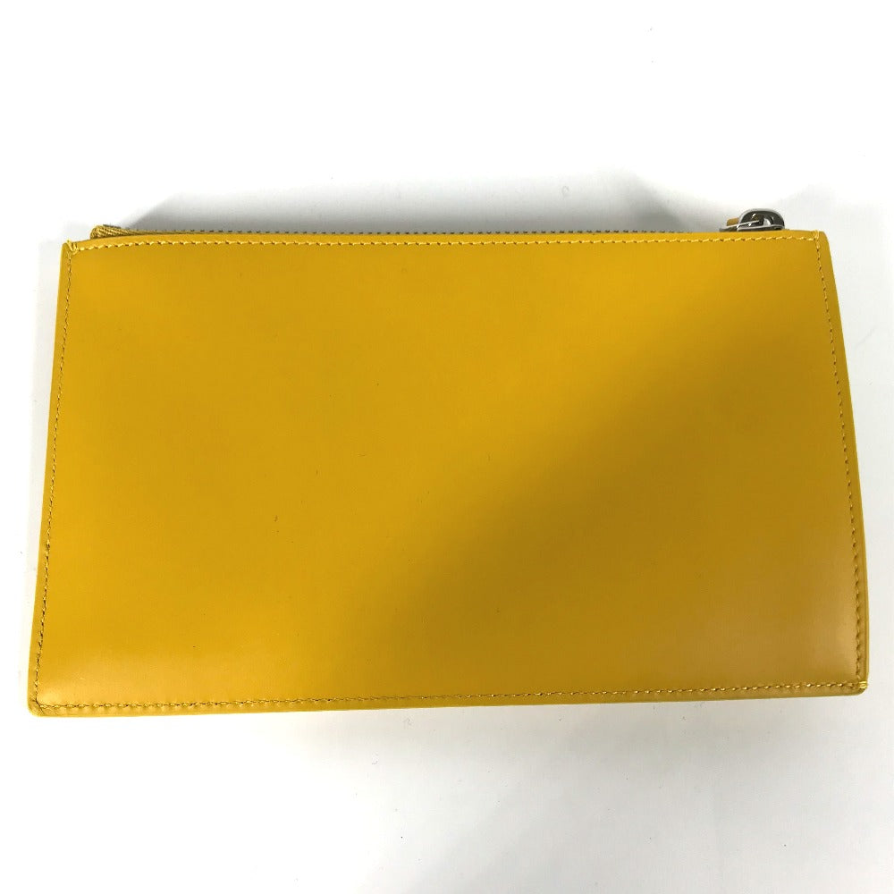 Fendi Clutch Bag 7 N0114 Leather Yellow Logo Women Used Authentic