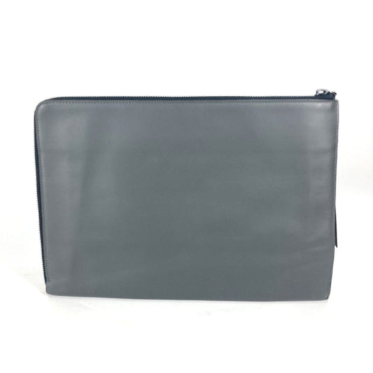 Fendi Clutch Bag 7 M0237 Leather Gray Zip Mens Used Authentic