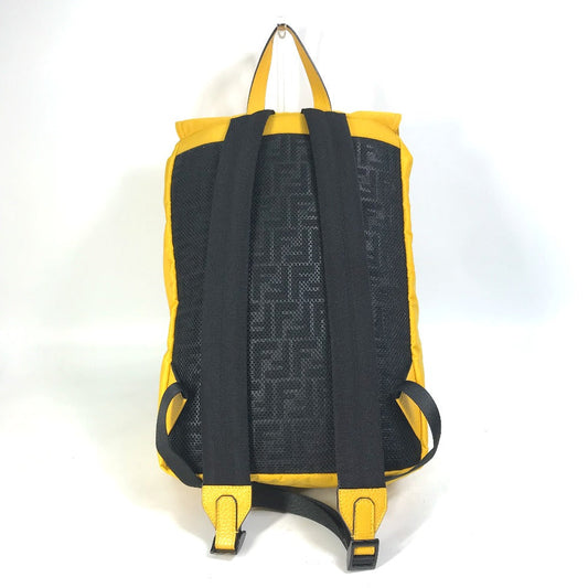 Fendi Backpack 7 Vz066 Nylon / Leather Yellow Fendines Mens Used Authentic