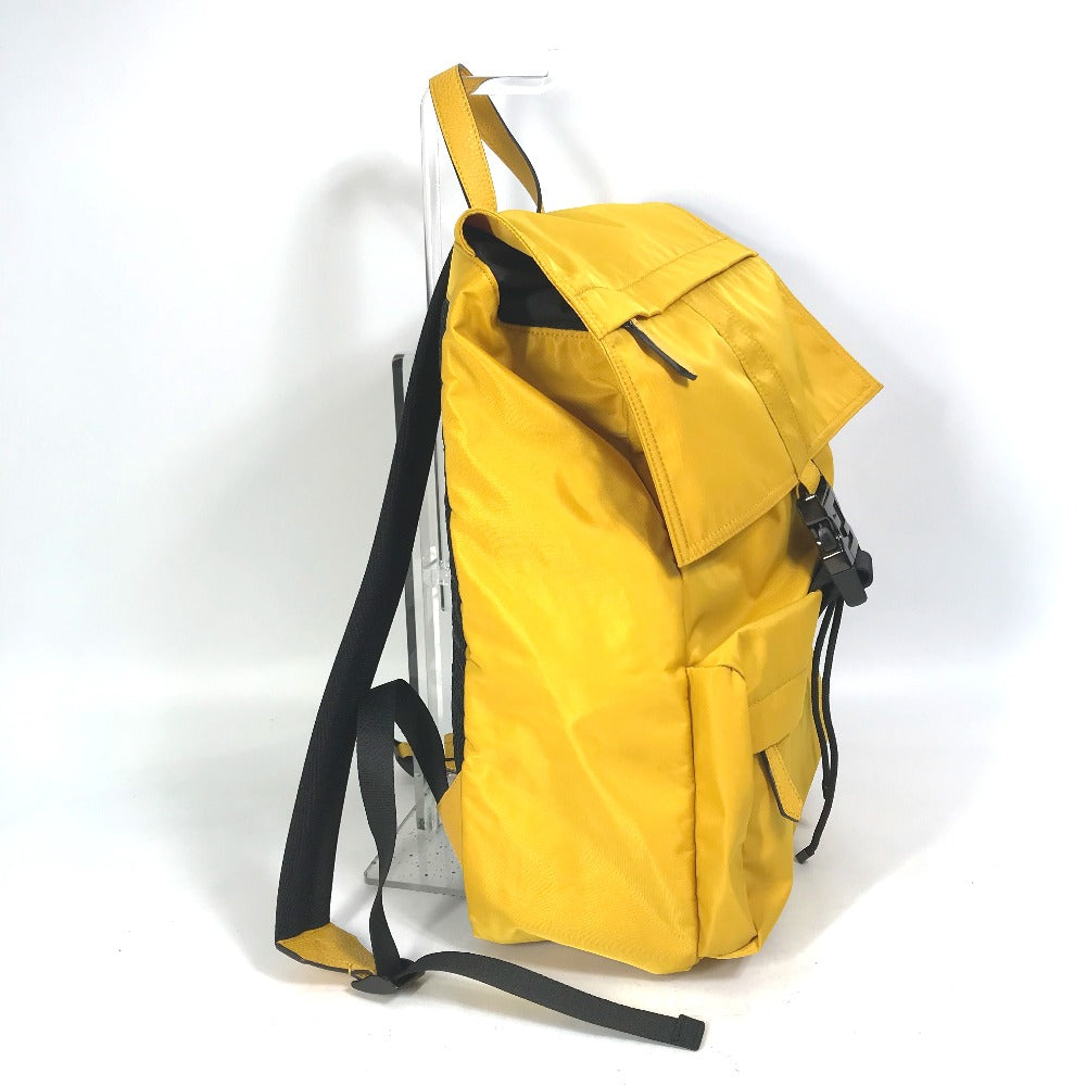 Fendi Backpack 7 Vz066 Nylon / Leather Yellow Fendines Mens Used Authentic