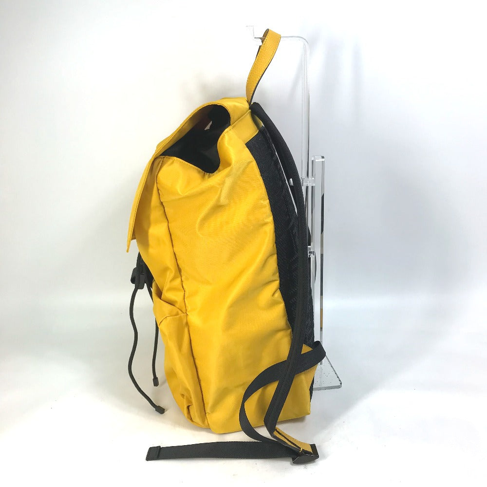 Fendi Backpack 7 Vz066 Nylon / Leather Yellow Fendines Mens Used Authentic