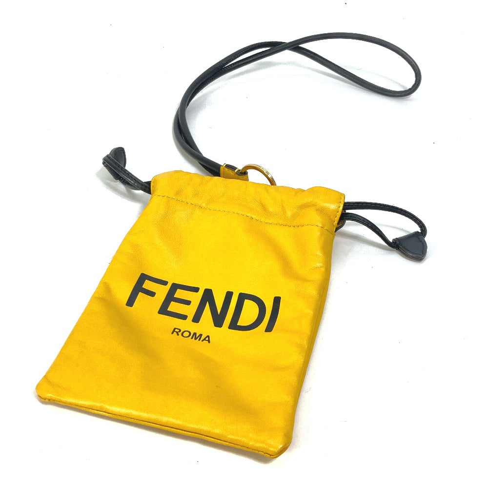 Fendi Pouch 7 Ar898 Leather Yellow Phone Holder Phone Pouch Logo