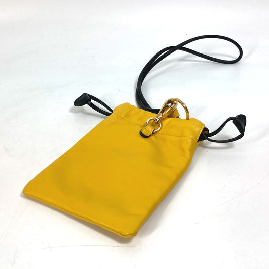 Fendi Pouch 7 Ar898 Leather Yellow Phone Holder Phone Pouch Logo