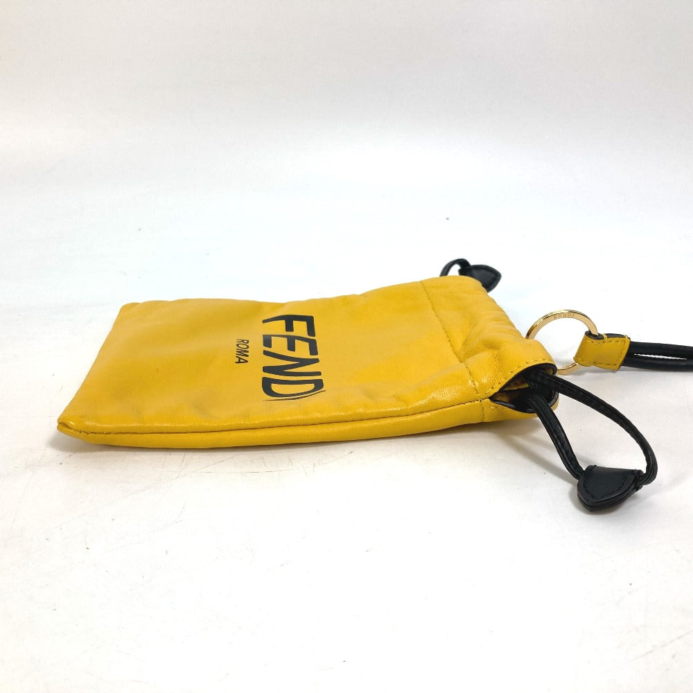 Fendi Pouch 7 Ar898 Leather Yellow Phone Holder Phone Pouch Logo