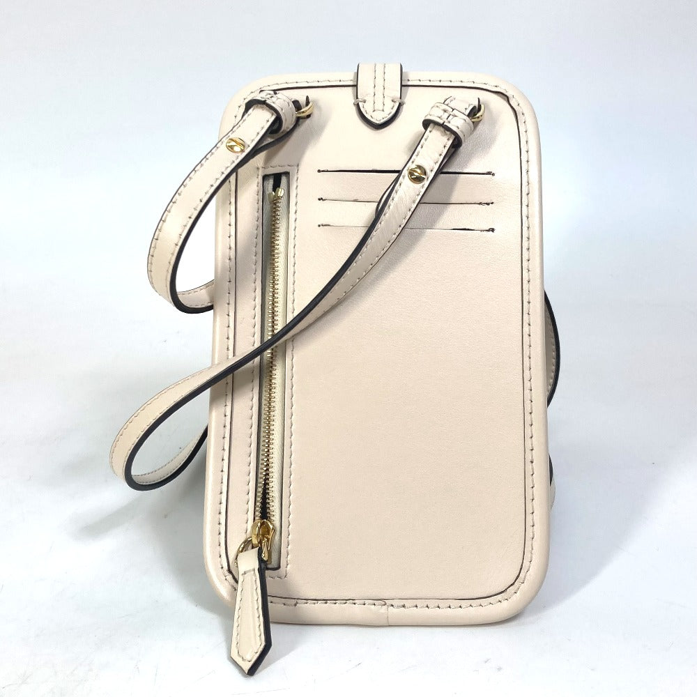 Fendi Pouch 7 As131 Viscose/Leather Beige Smartphone Case Zucca Logo Phone Pouch, Smartphone Pouch Women Used Authentic