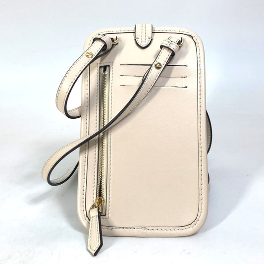 Fendi Pouch 7 As131 Viscose/Leather Beige Smartphone Case Zucca Logo Phone Pouch, Smartphone Pouch Women Used Authentic