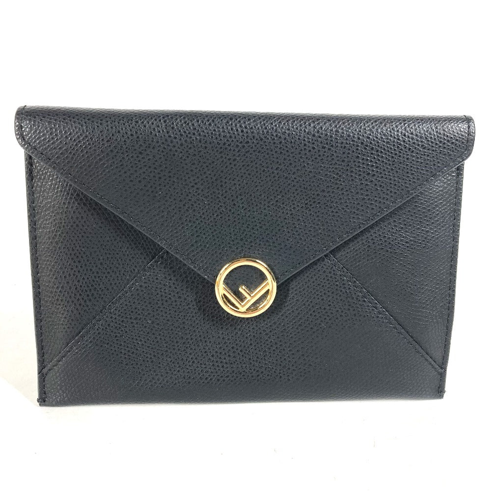 Fendi Pouch Leather Black Multi Pouch F Is Logo