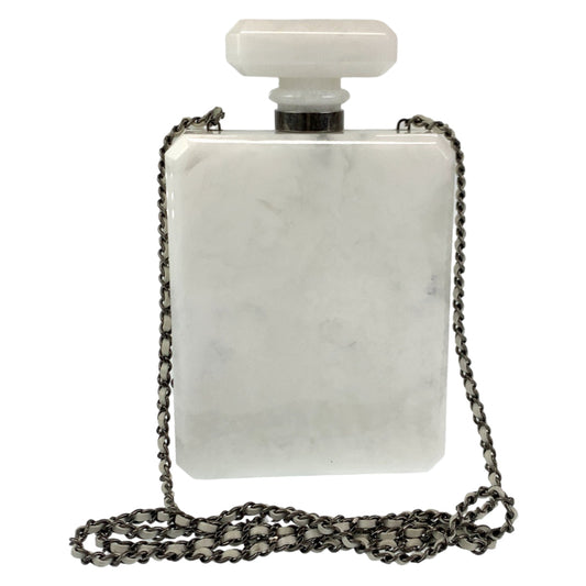 Chanel Shoulder Bag Plastic White Marble Pattern 2016 Paris Roma N°5 Parfume Bottle Mini Bag