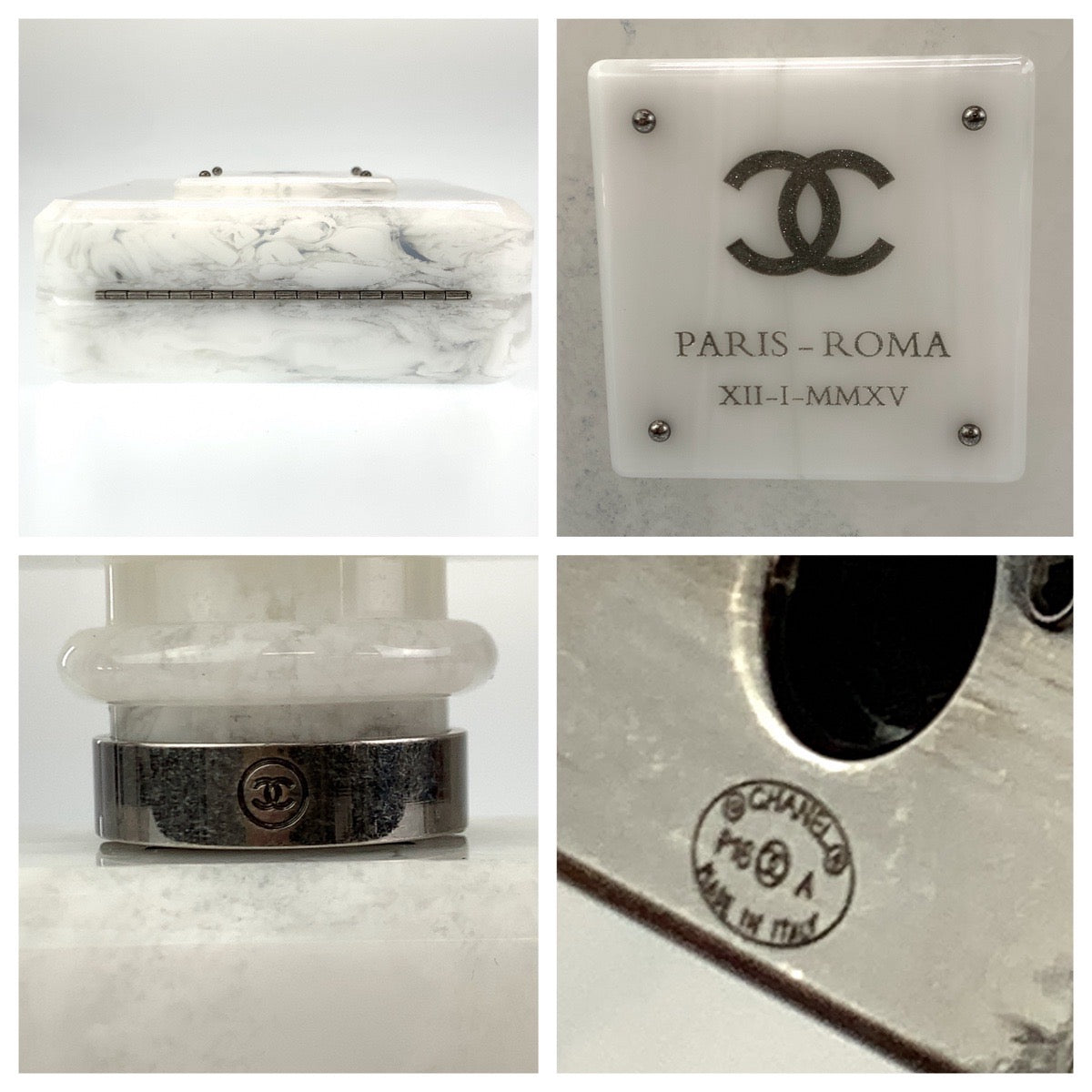 Chanel Shoulder Bag Plastic White Marble Pattern 2016 Paris Roma N°5 Parfume Bottle Mini Bag