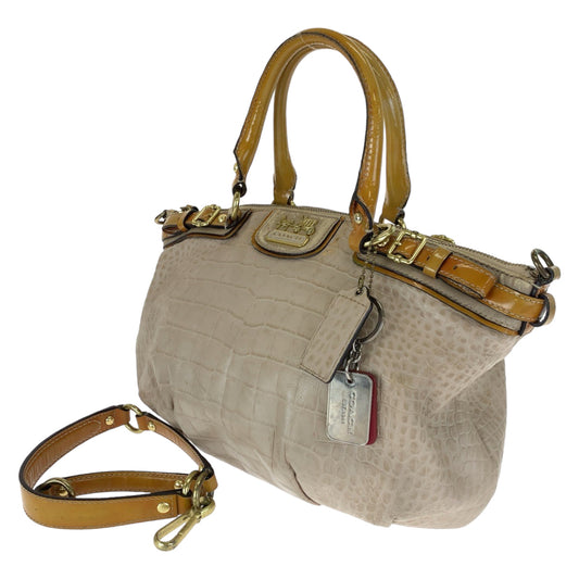 Coach Tote Bag 18602 Leather Beige Madison Embossed