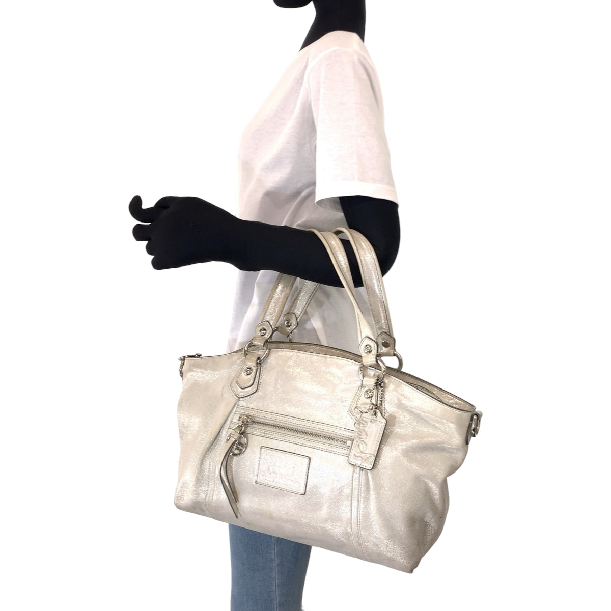 Coach Tote Bag 16285 Leather White Poppy