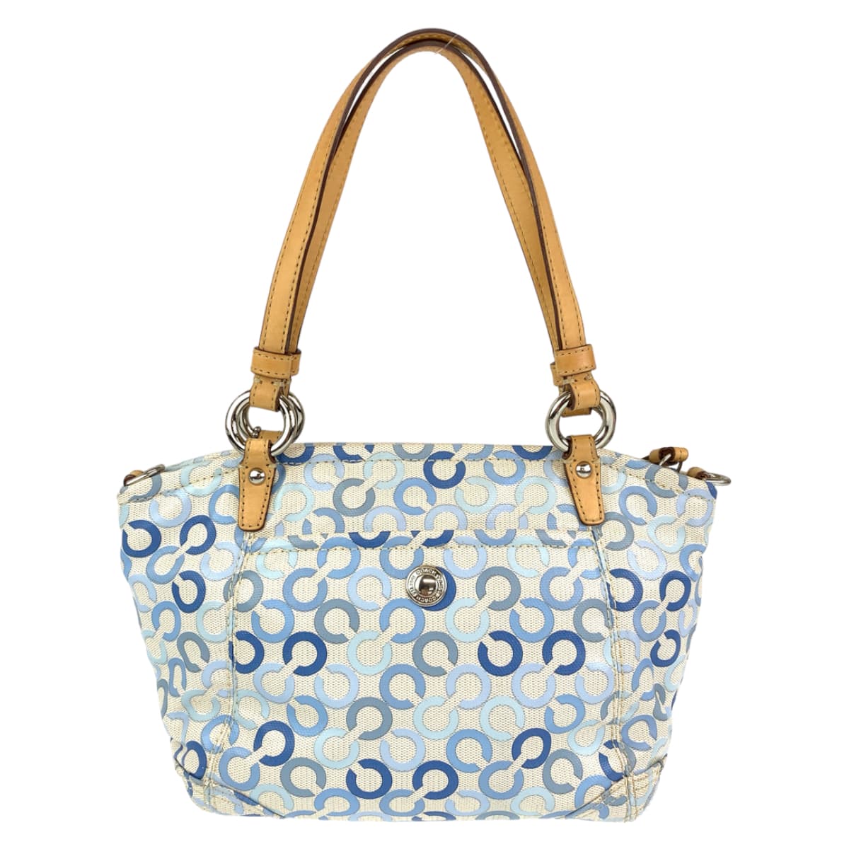 Coach Tote Bag 13141 Coated Canvas Blue Op Art