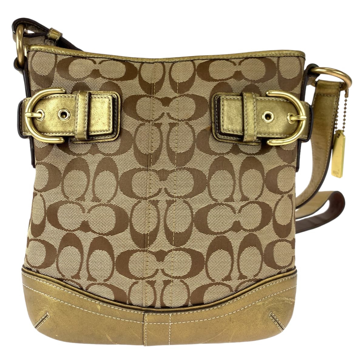 Coach Shoulder Bag 7090 Canvas Beige Signature