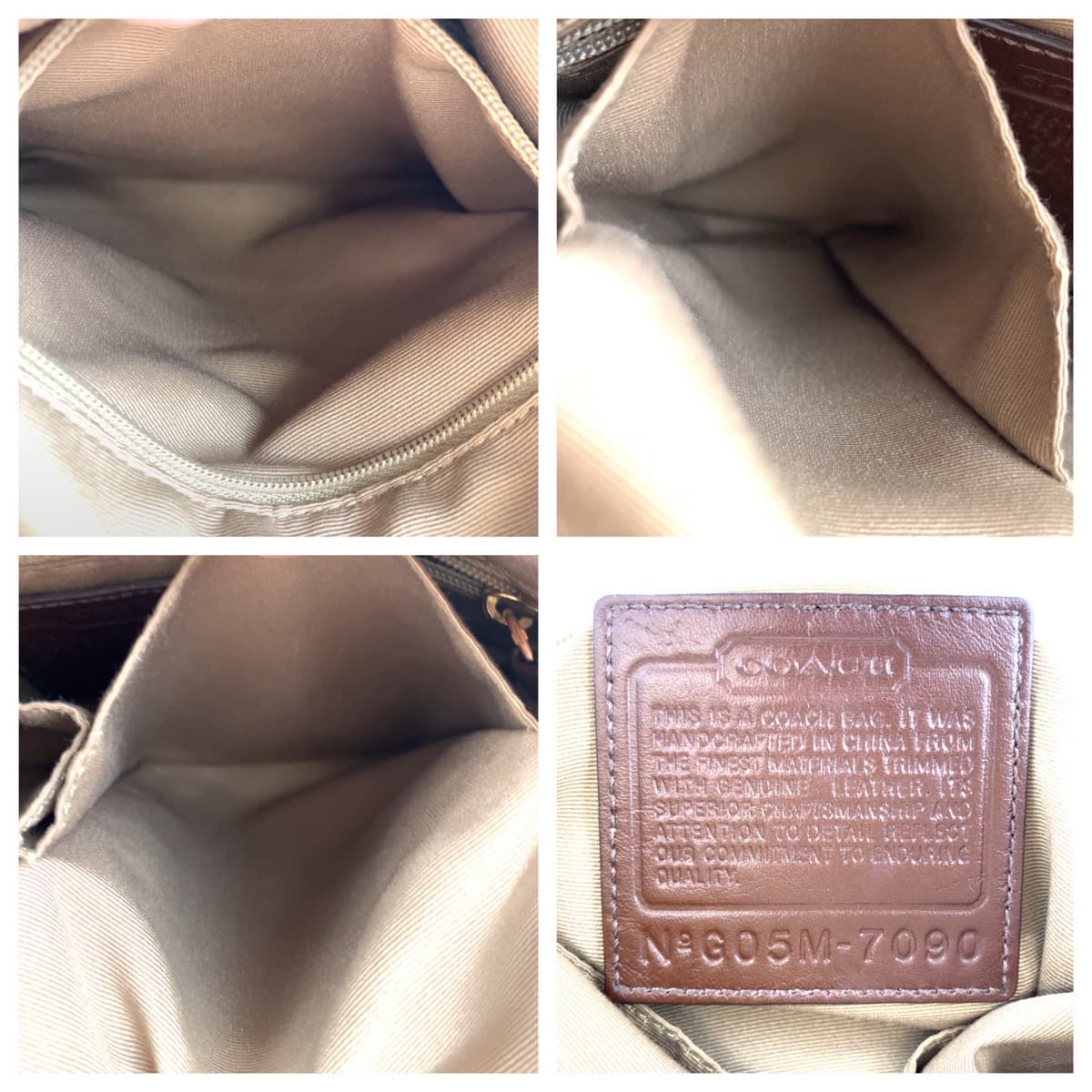 Coach Shoulder Bag 7090 Canvas Beige Signature