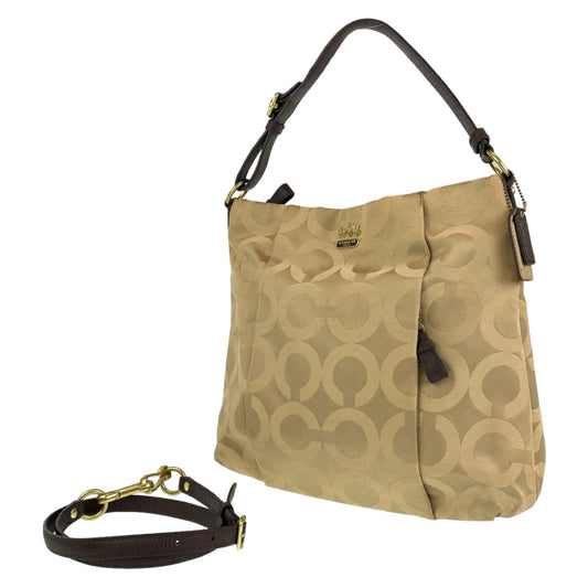 Coach Shoulder Bag 21121 Canvas Beige Op Art