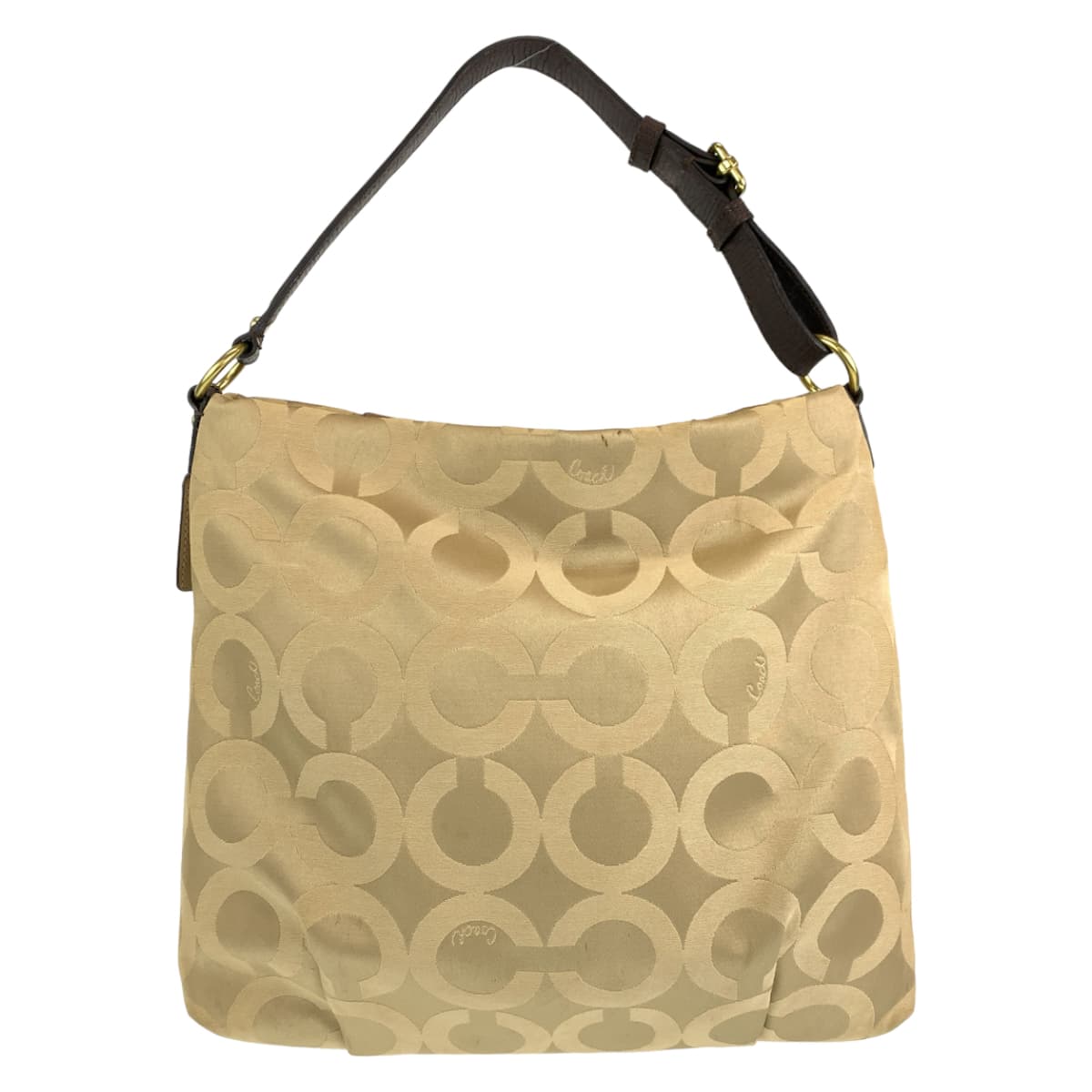 Coach Shoulder Bag 21121 Canvas Beige Op Art