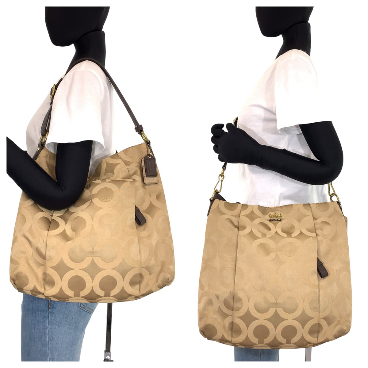 Coach Shoulder Bag 21121 Canvas Beige Op Art