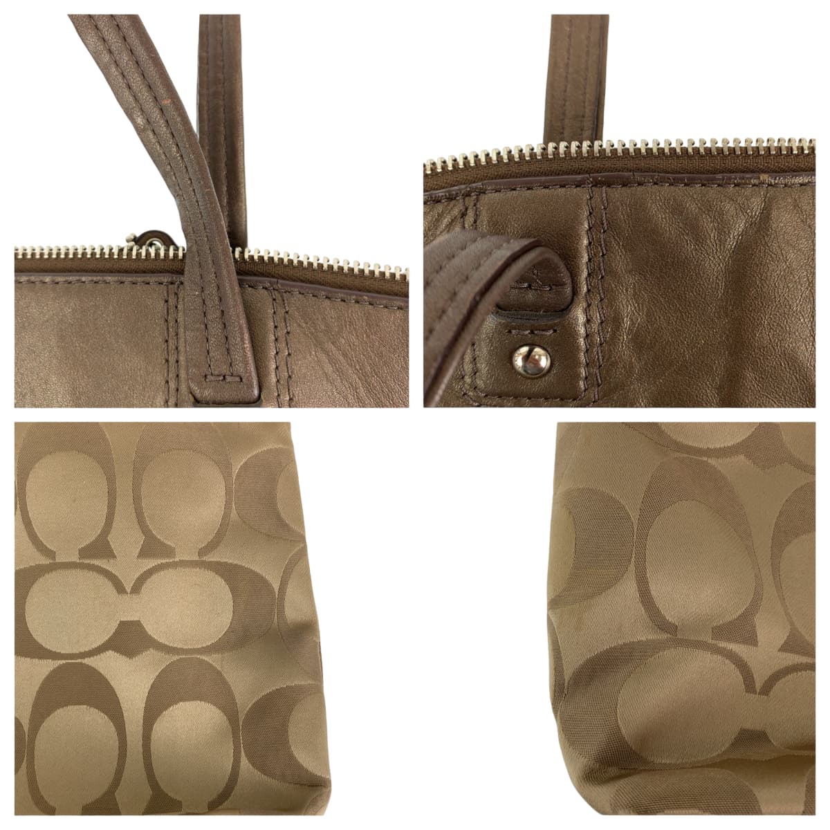 Coach Tote Bag F18335 Canvas Beige Signature Laura