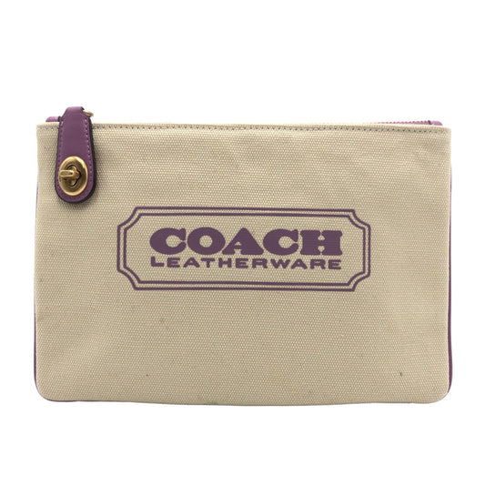 Coach Pouch Cd699 G Canvas Beige