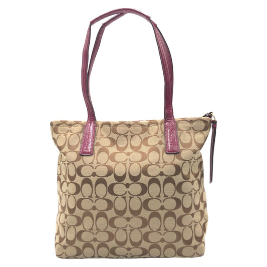 Coach Tote Bag F25706 Canvas Brown Signature Embossing