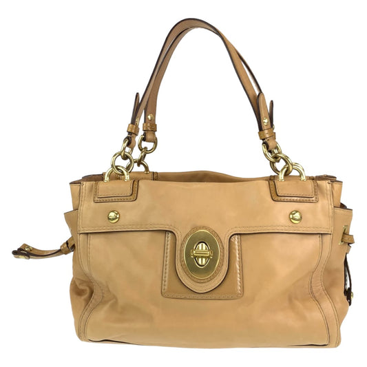 Coach Tote Bag 14522 Leather Beige Peyton Turn Lock