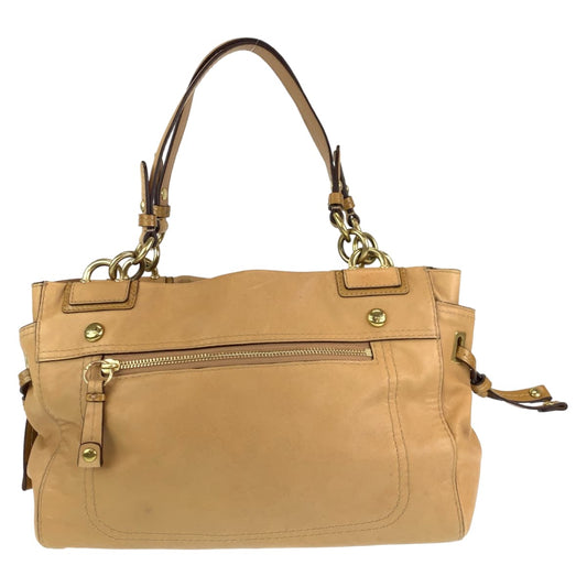 Coach Tote Bag 14522 Leather Beige Peyton Turn Lock