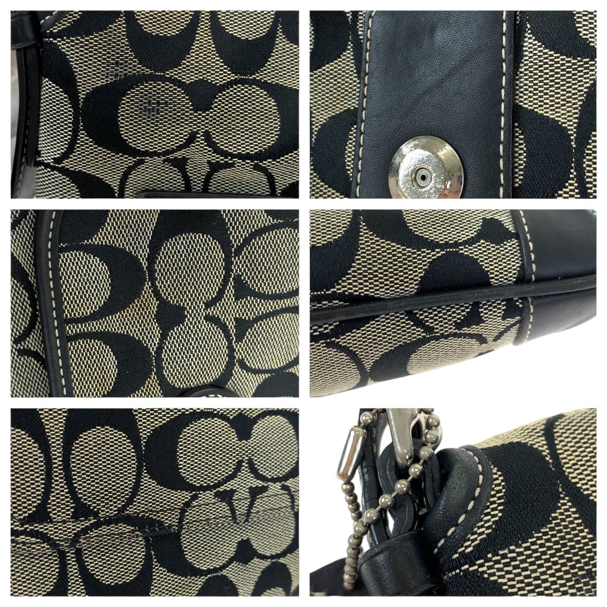 Coach Shoulder Bag 6079 Canvas Black Signature