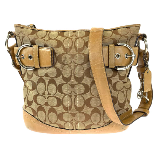 Coach Shoulder Bag 3574 Canvas Brown Signature