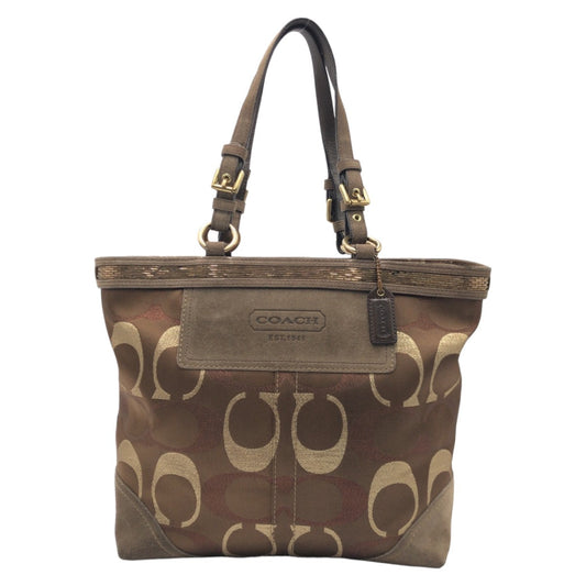 Coach Tote Bag 10445 Canvas Brown Signature