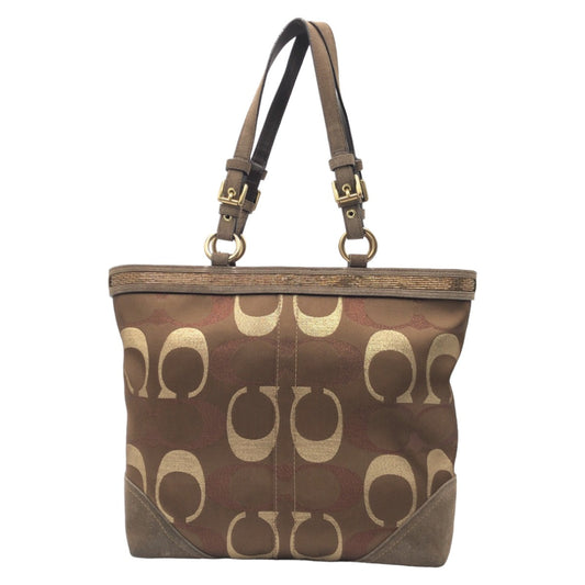 Coach Tote Bag 10445 Canvas Brown Signature