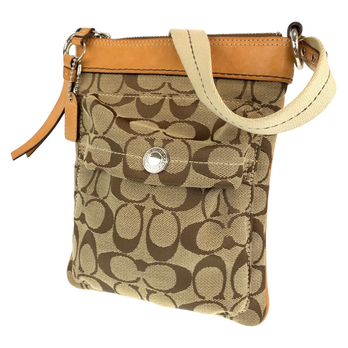 Coach Shoulder Bag 6442 Canvas Beige Signature