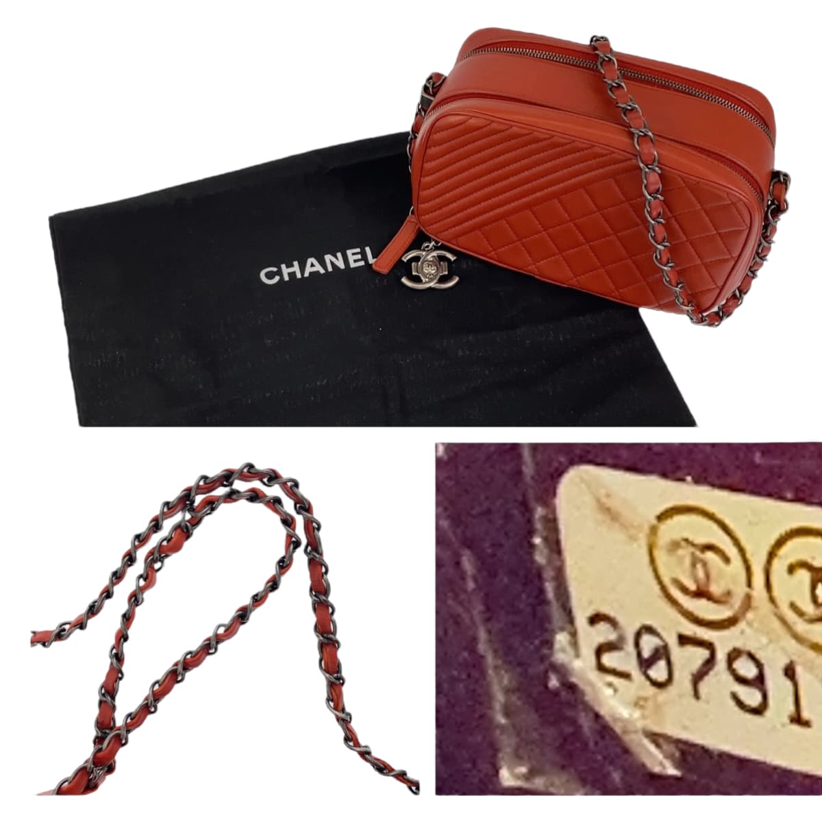 Chanel Shoulder Bag Lambskin Red Red Sv Metal Chain Shoulder Bag Crossbody Boy Chanel Camera Bag Coco Mark Women Used Authentic