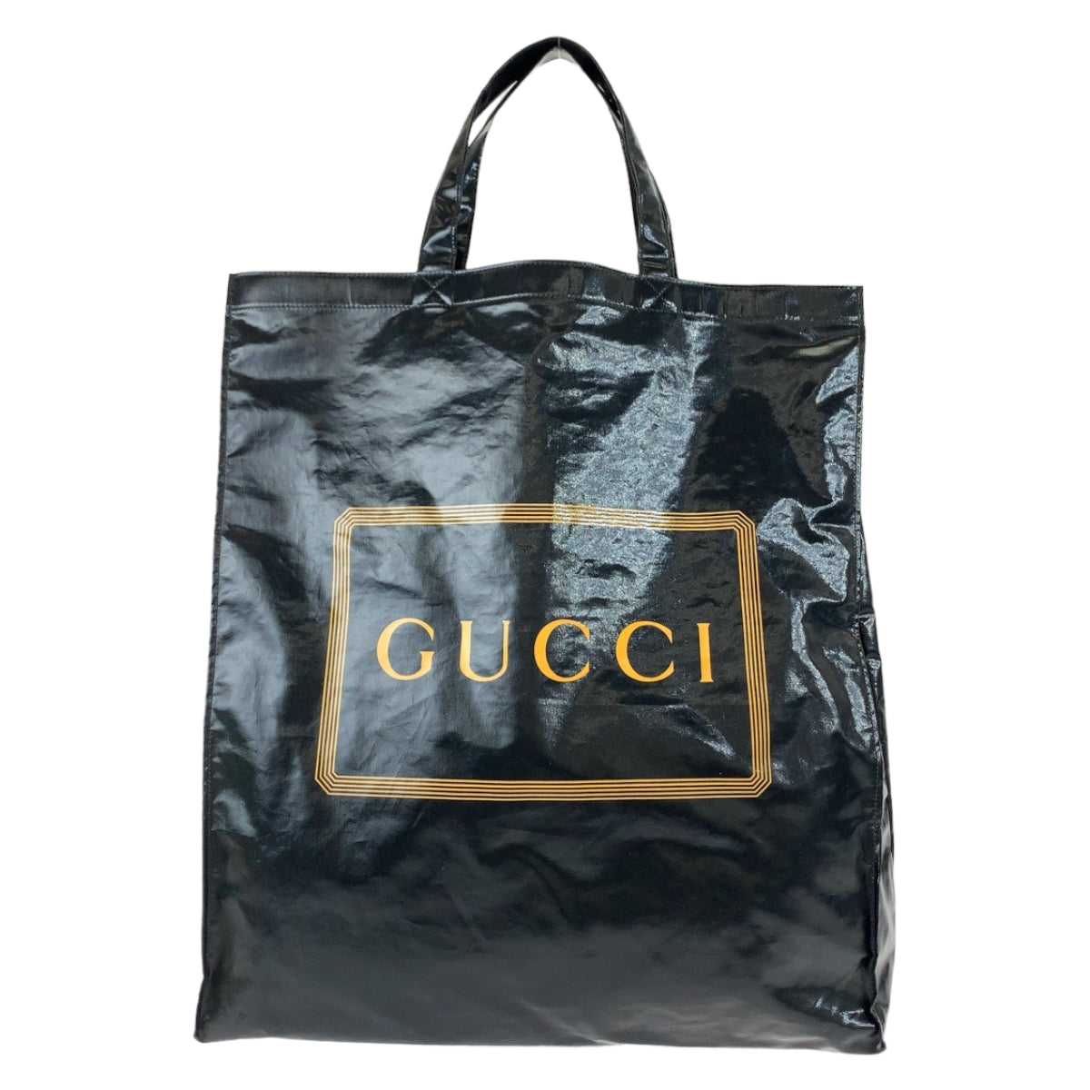 Gucci Tote Bag 575140 Coated Canvas Black Yellow Tote Bag Business Bag Mens Used Authentic