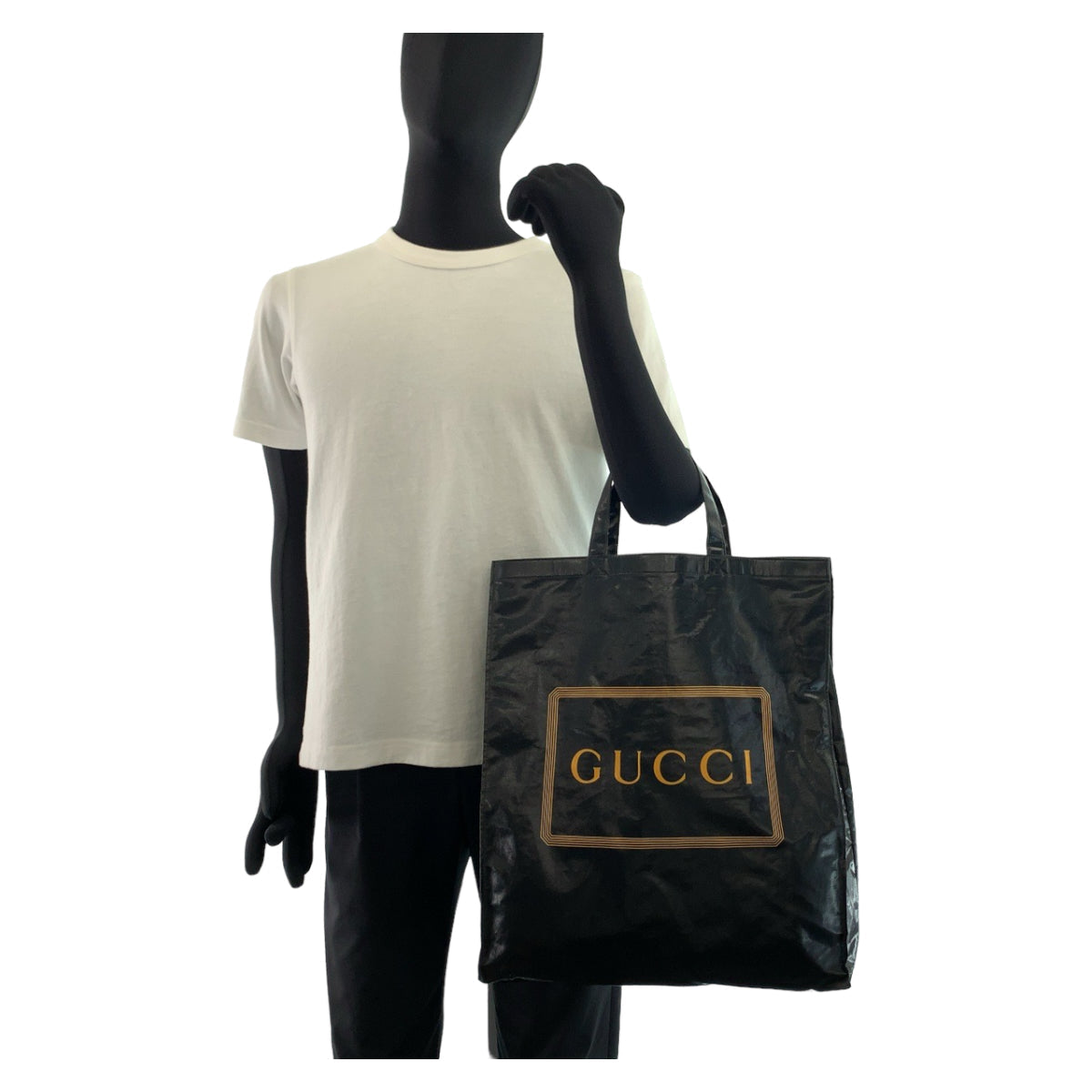 Gucci Tote Bag 575140 Coated Canvas Black Yellow Tote Bag Business Bag Mens Used Authentic