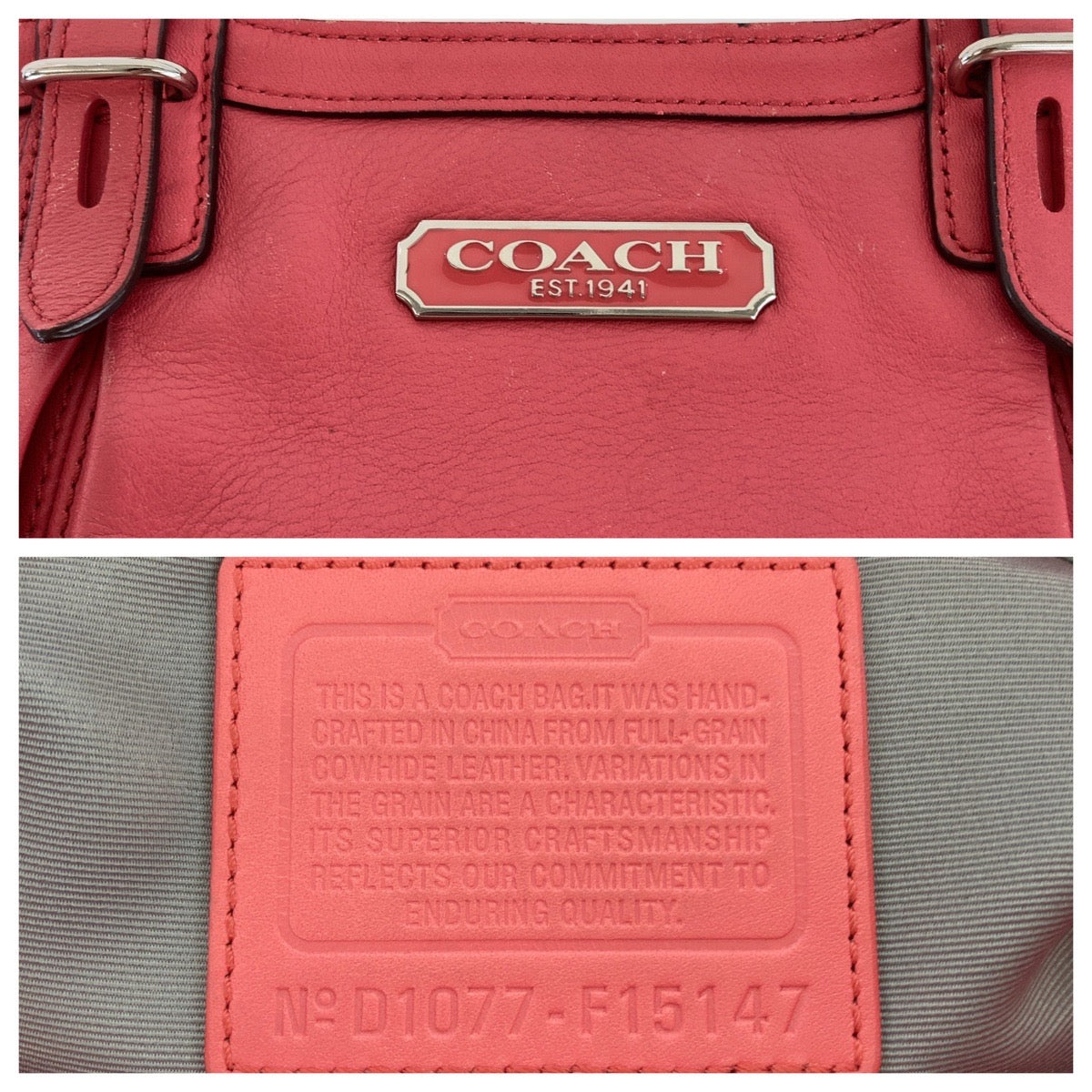 Coach Tote Bag Leather Pink