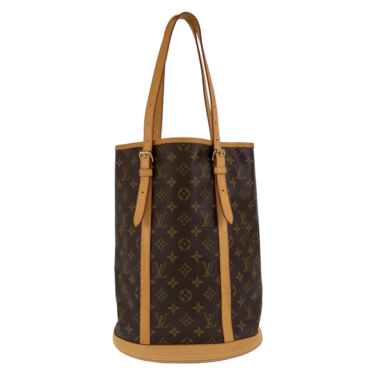 Louis Vuitton Tote Bag M42236 Pvc, Leather Brown Gold Metal Tote Bag Shoulder Bag Monogram Bucket Gm Women Used Authentic