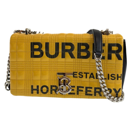 Burberry Shoulder Bag Leather Yellow Black Silver Metal Crossbody Shoulder Bag Roller Tb Bag Women Used Authentic