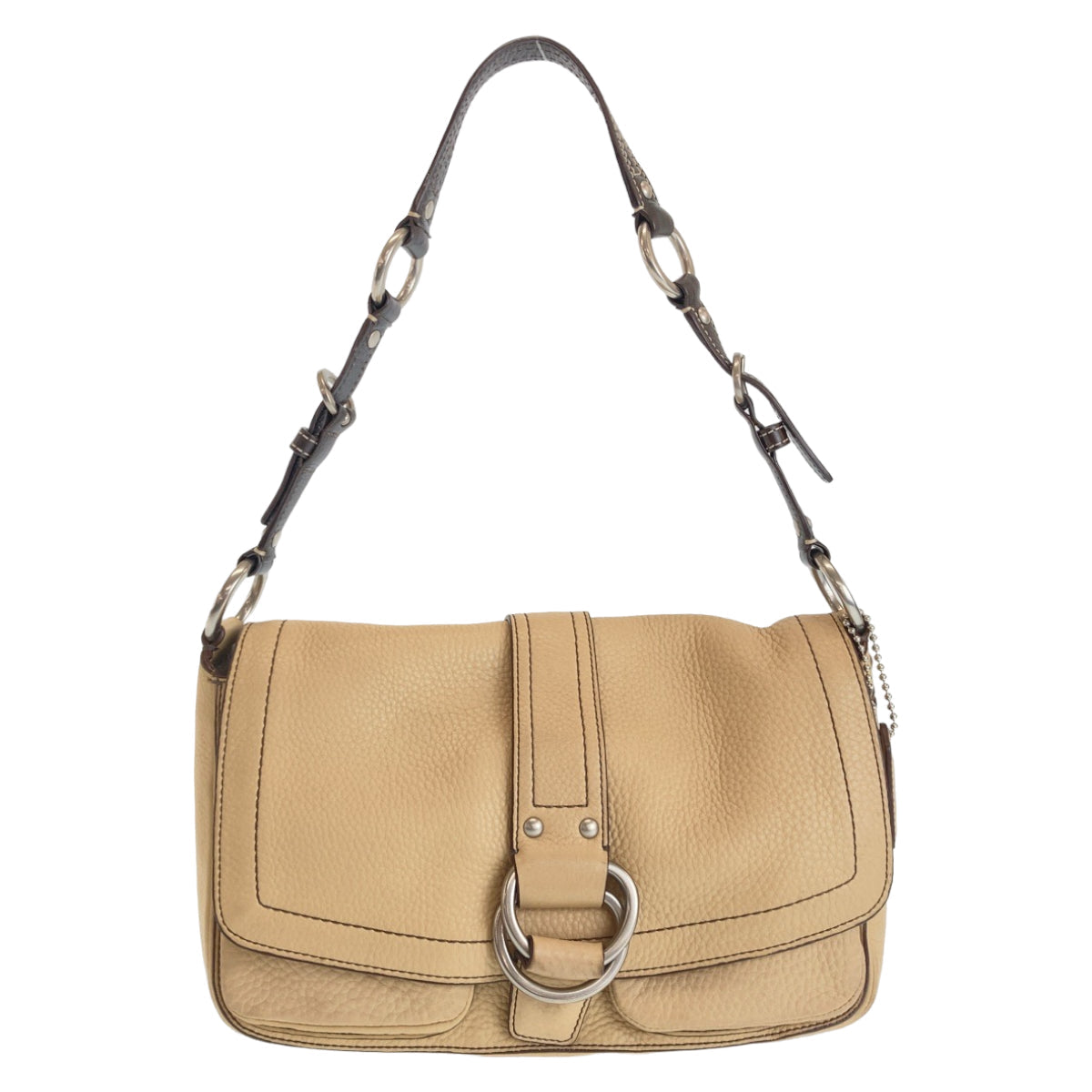 Coach Shoulder Bag Leather Beige