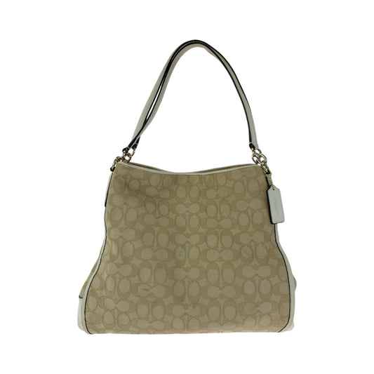 Coach Shoulder Bag F36424 Canvas Beige Signature