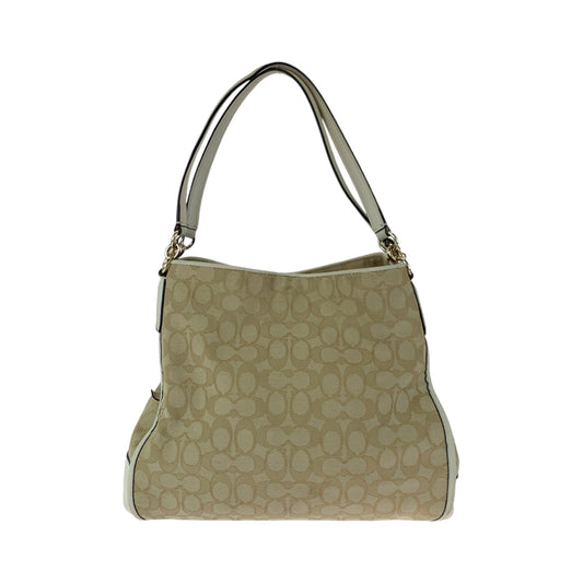 Coach Shoulder Bag F36424 Canvas Beige Signature