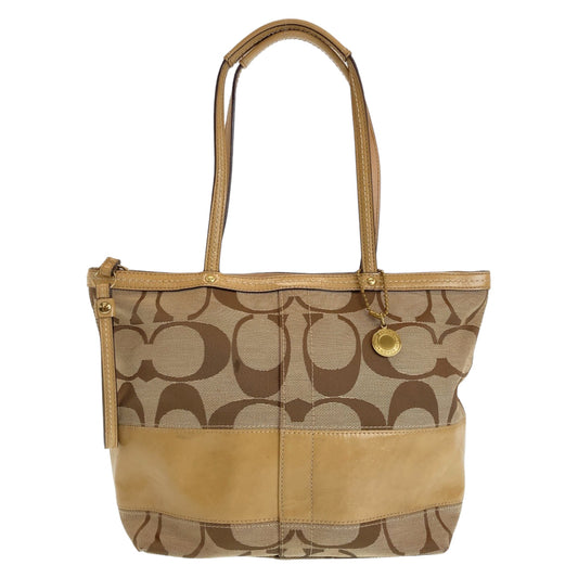 Coach Tote Bag Canvas Beige Signature