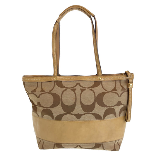 Coach Tote Bag Canvas Beige Signature