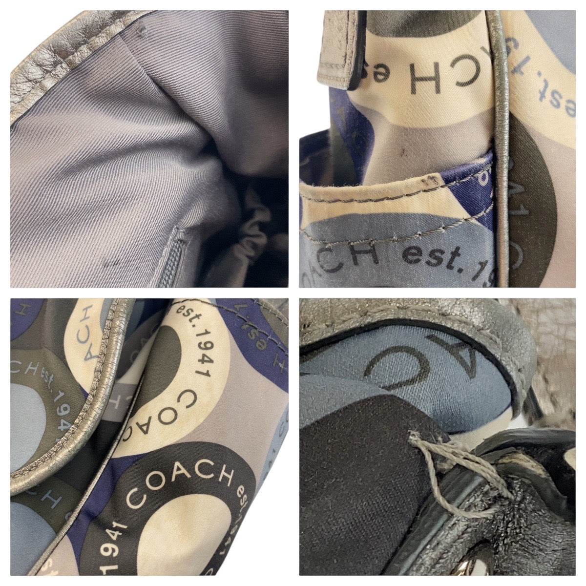 Coach Shoulder Bag Nylon Blue Snap Head